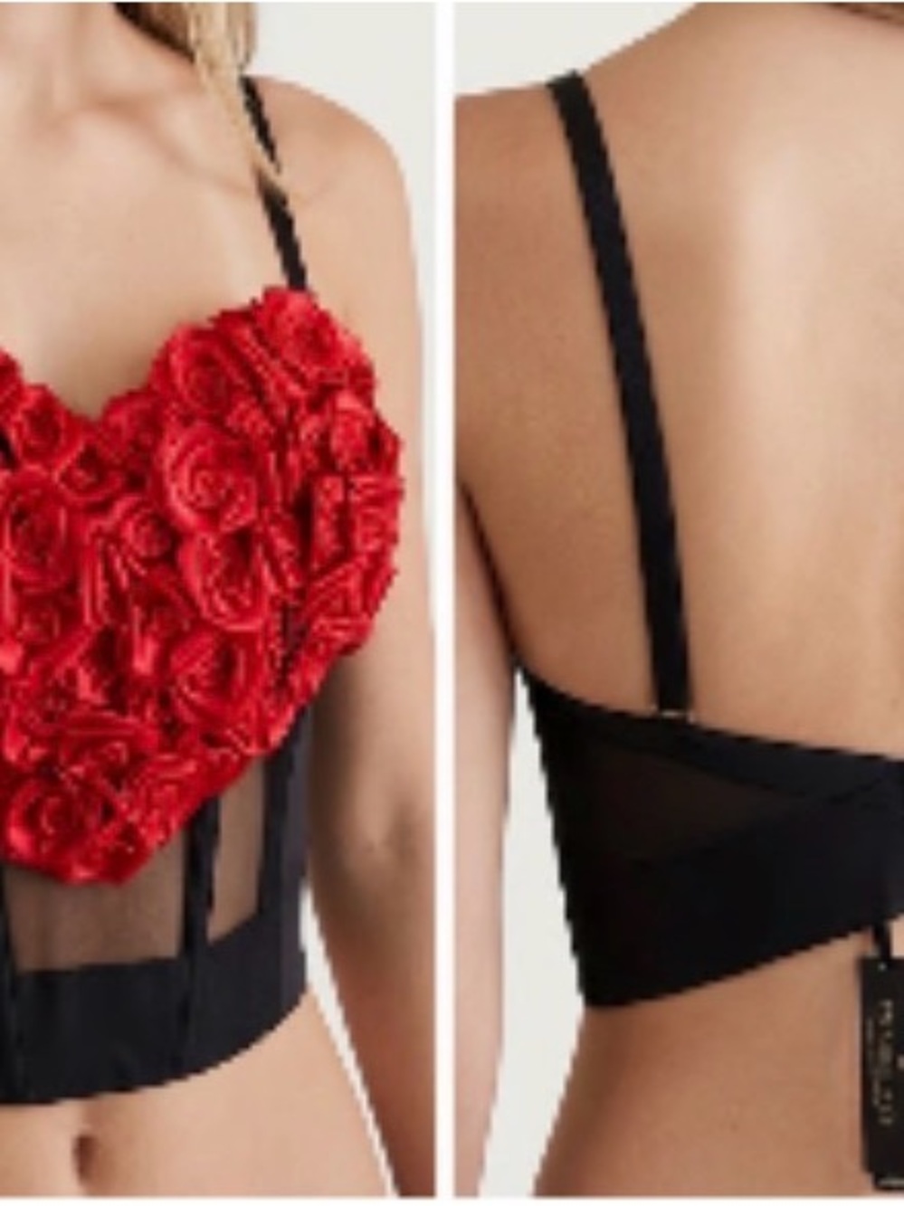 Victoria's Secret VS Archives Rosette Bustier Corset Red Rose Heart M
